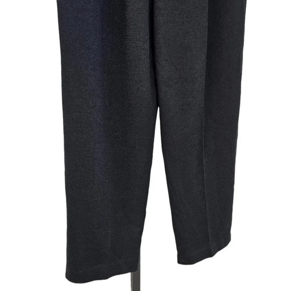 St. John Basics Santana Knit Pleated Straight High Rise Crop Pants Black Size 12 - Picture 5 of 12